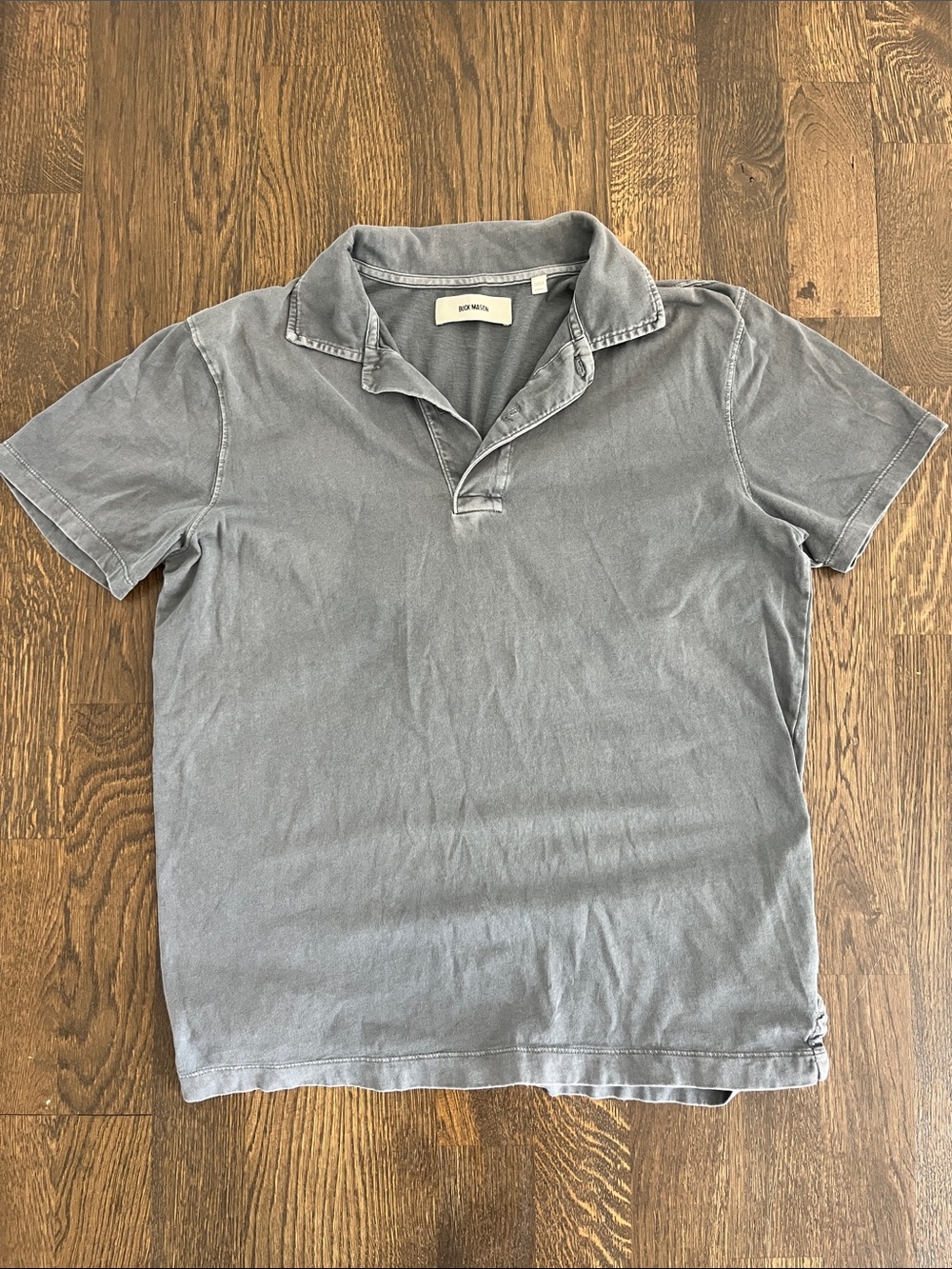Buck Mason dusty blue polo